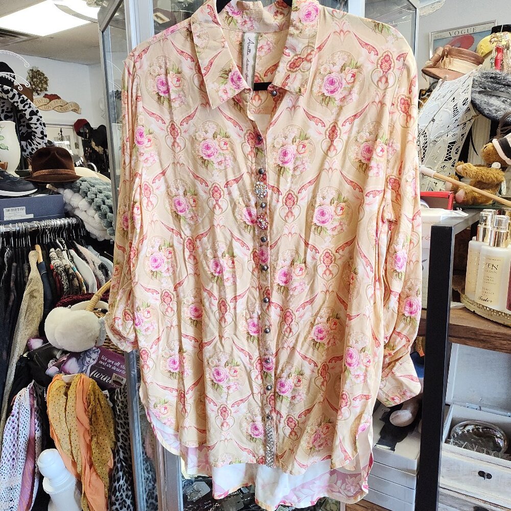 ARATTA PINK FLORAL SILK FEEL BLOUSE